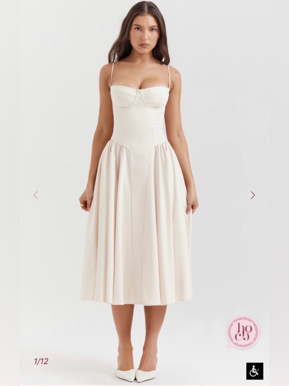 House of CB Ivory SAMARIA Midi Dress (Small)